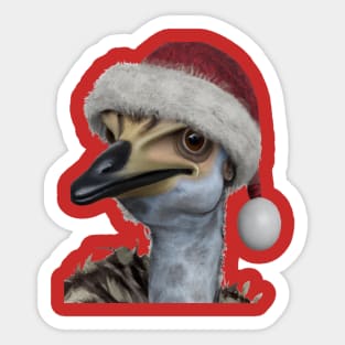 Cute Australian Emu Wearing A Festive Holiday Hat Sticker